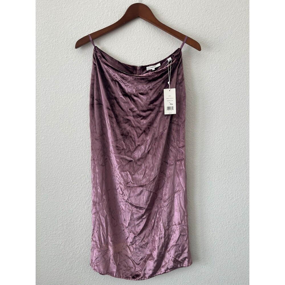 Vince Panne Wrap Skirt Women Sz 2 Purple‎ Velvet Silk Single Vented Back Zip NWT